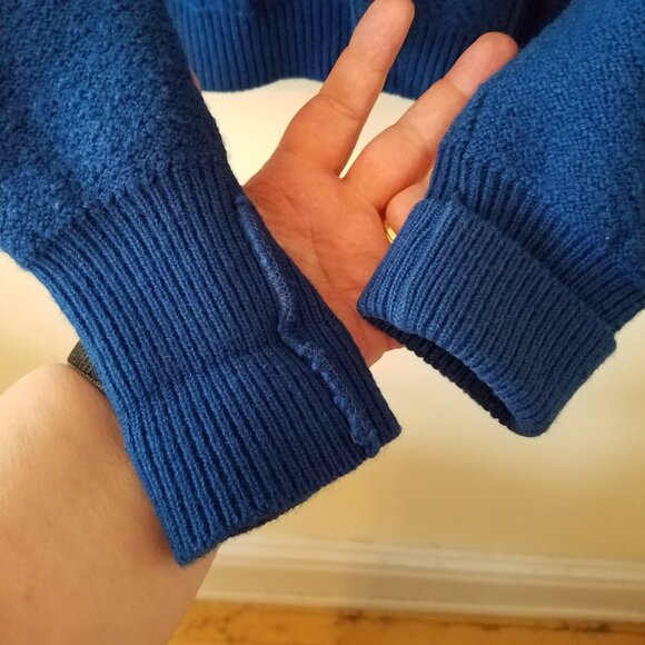 Vintage Wool Blend Dark Blue Men's Cardigan Sweater Size M - Picture 2 of 7